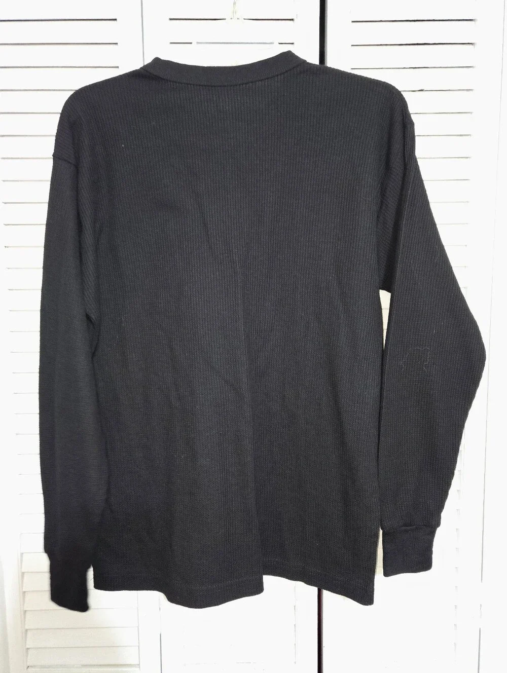Cotton Net Supreme Men's XL Black Crewneck Waffle Thermal Top
